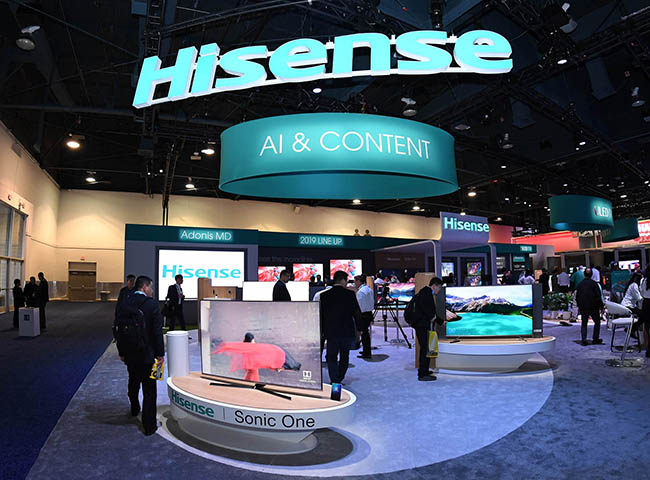 Inside the Hisense CES 2019 Booth on Tuesday, Jan. 8 2019 in Las Vegas. (Jeff Bottari/AP Images for Hisense)